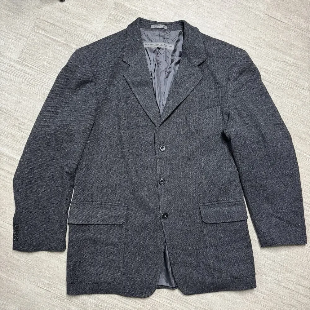 Structure Le Collezioni Blazer Sports Coat Gray Mens Vintage Wool Blend Large